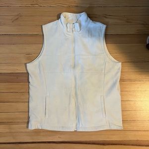 Lands End White Fleece Vest, Large